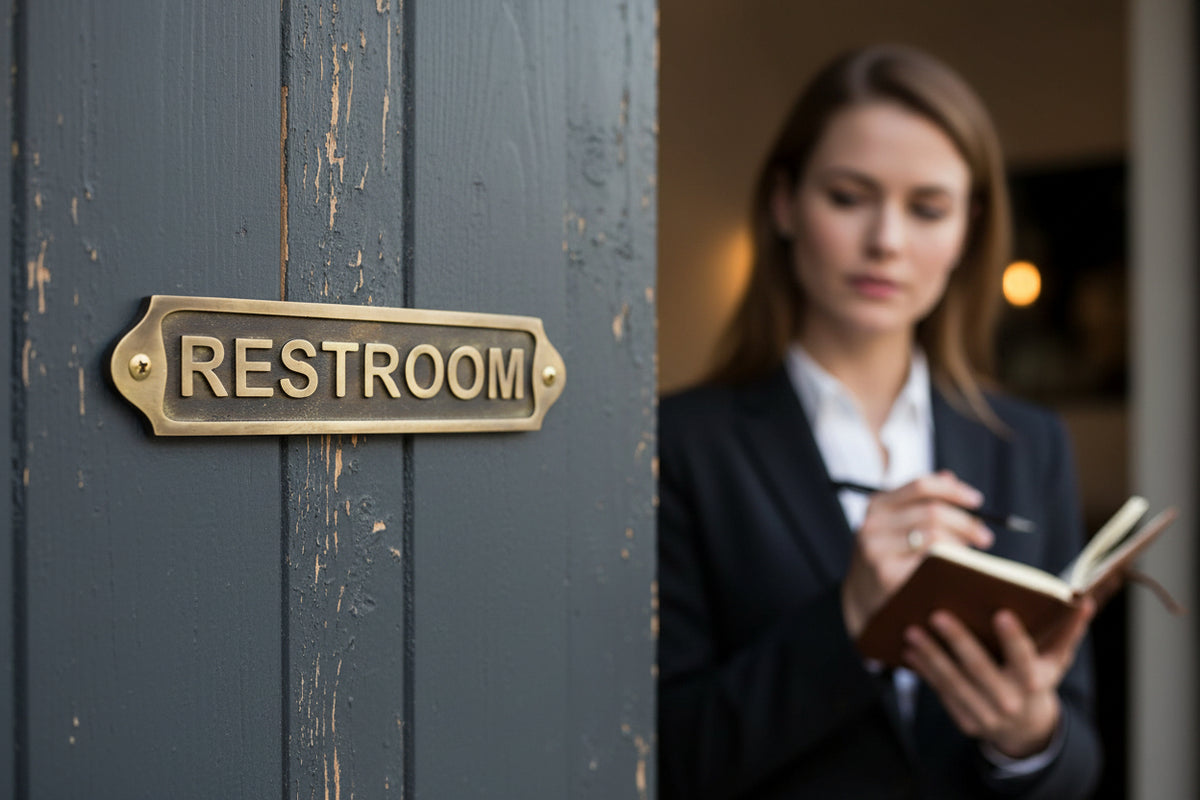 Custom Brass Restroom Plaque