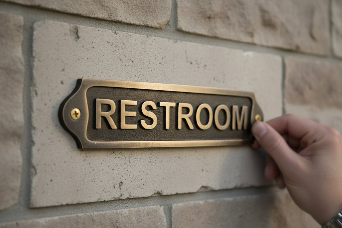Custom Brass Restroom Plaque