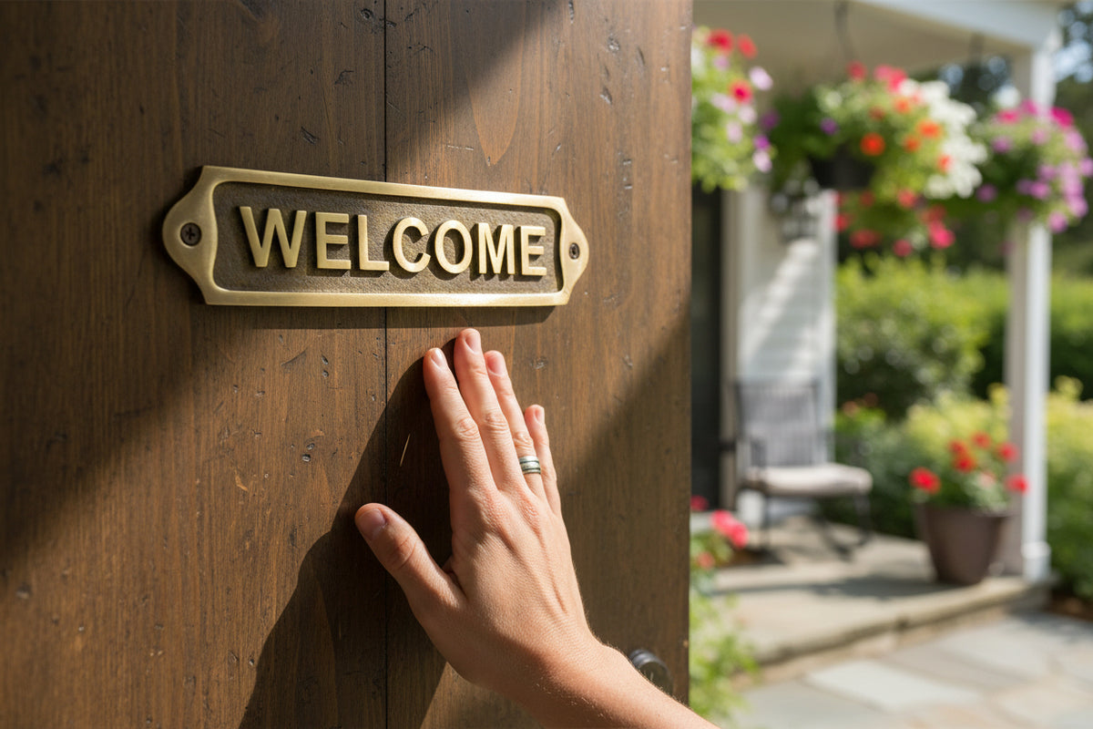 Brass Welcome Door Plaque