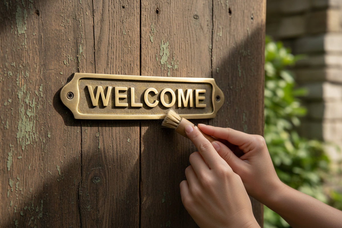 Brass Welcome Door Plaque