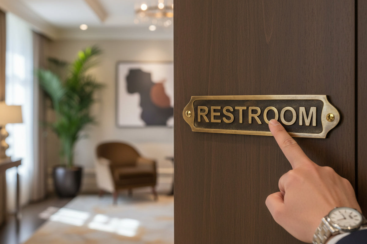 Custom Brass Restroom Plaque