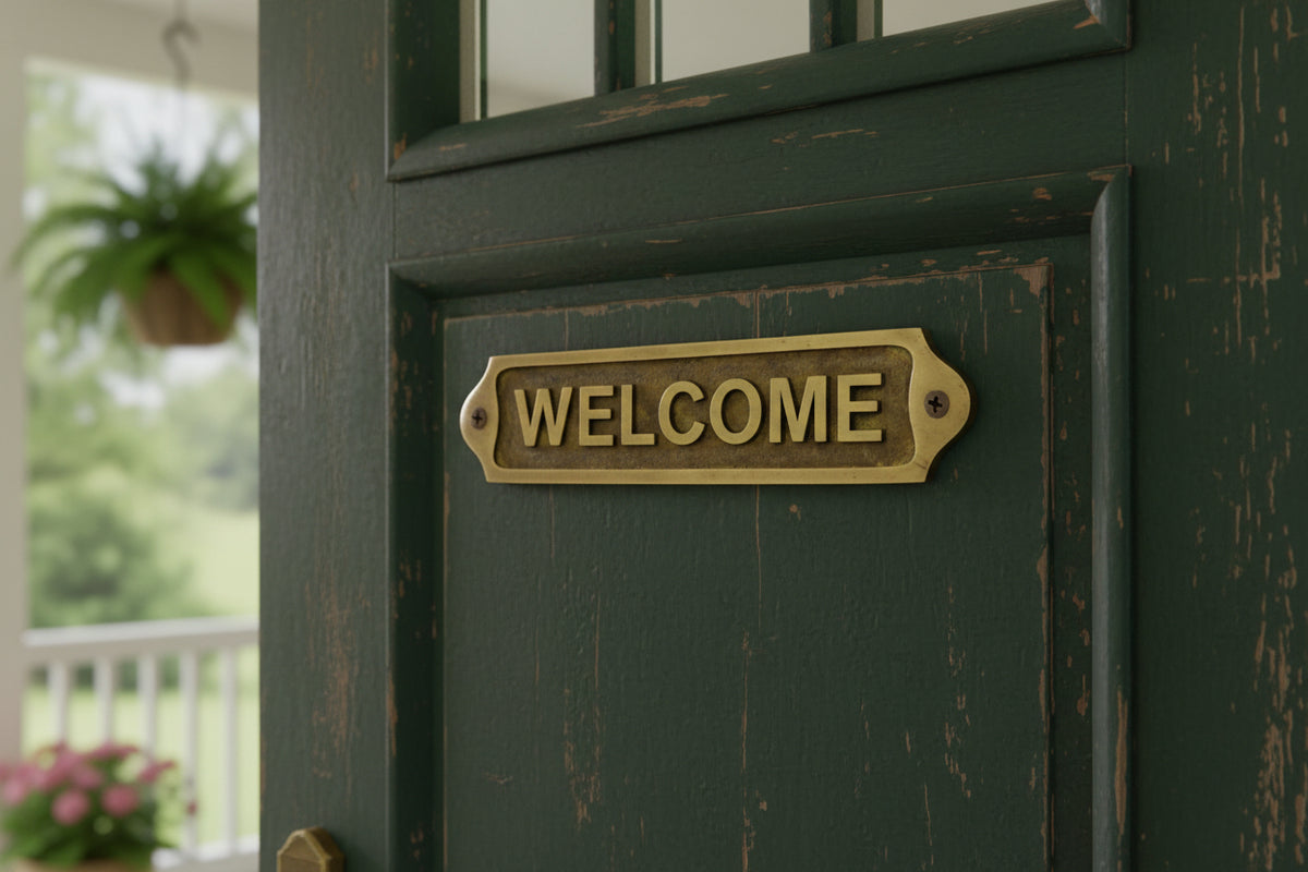 Brass Welcome Door Plaque