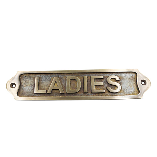 Rustic Solid Brass Ladies Toilet Sign