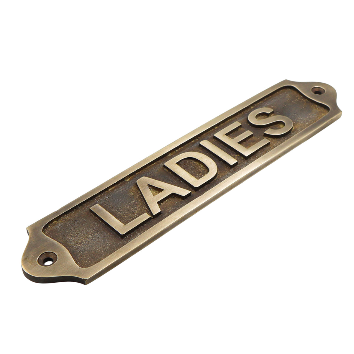Rustic Solid Brass Ladies Toilet Sign
