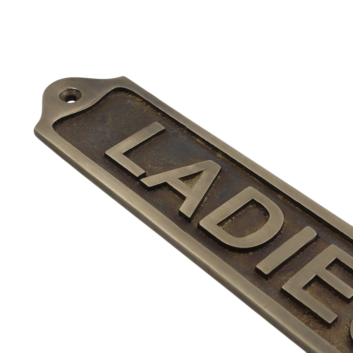 Rustic Solid Brass Ladies Toilet Sign