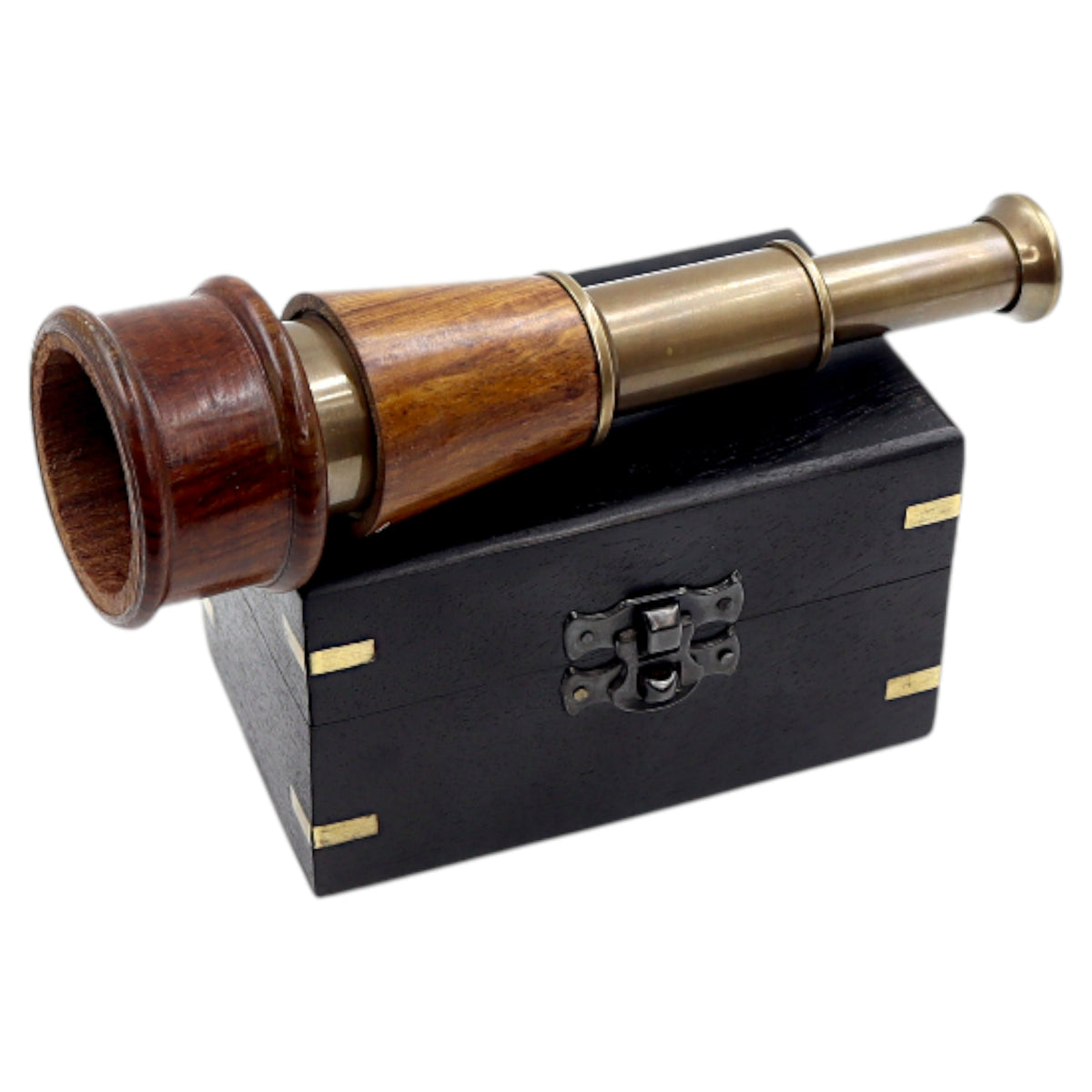 7-Inch The Admiral Bronze & Wood Telescope