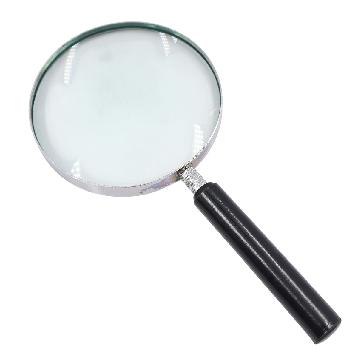 Black Handle Magnifying Glass with Silver Plating