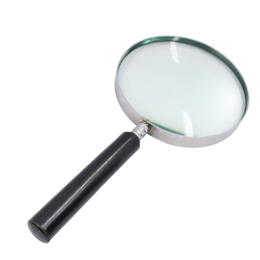Black Handle Magnifying Glass with Silver Plating