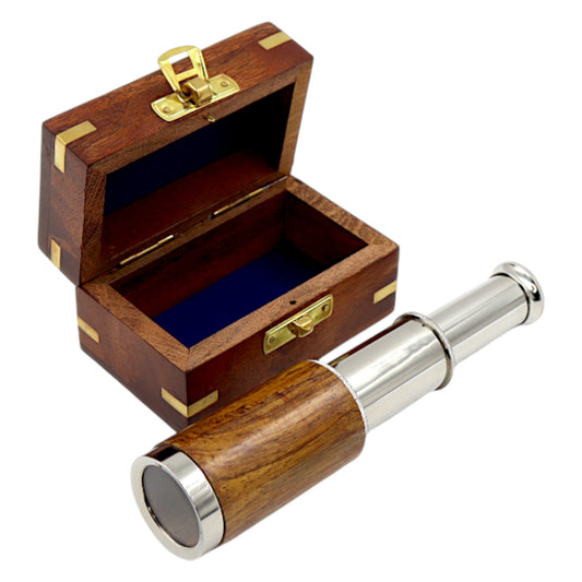 6-Inch The Westminster Chrome & Wood Telescope