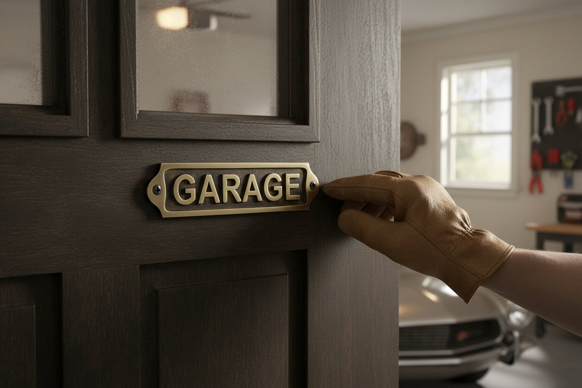 Brass Garage Sign Plaque