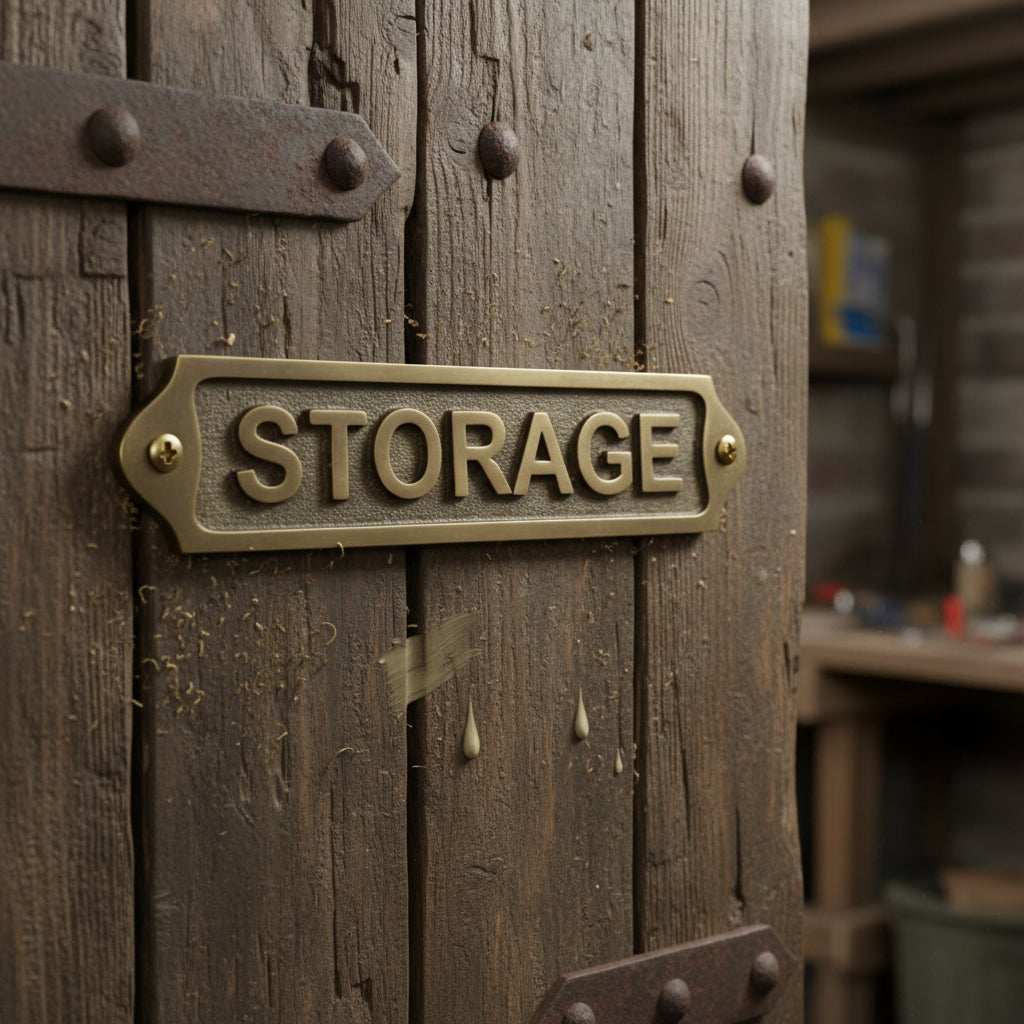 Solid Brass Storage Wall Sign