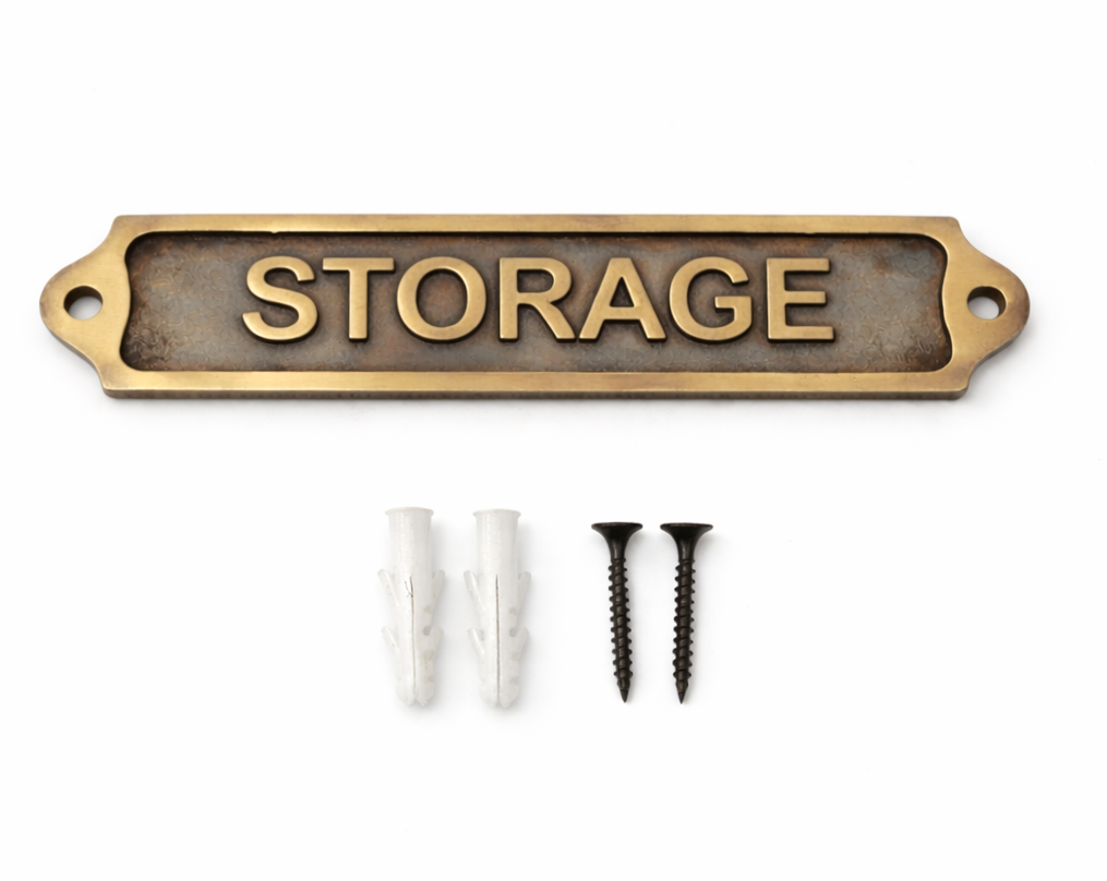 Solid Brass Storage Wall Sign