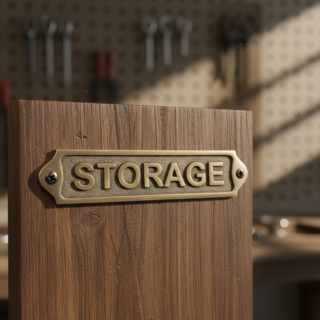 Solid Brass Storage Wall Sign