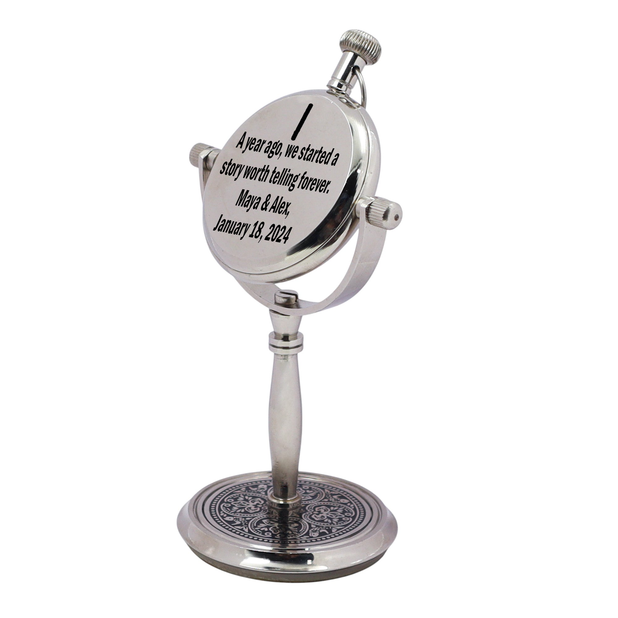 Personalised 1st Anniversary Silver Colour Desk Clock