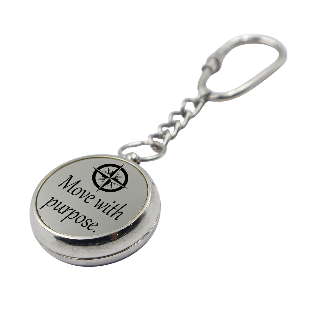 Personalized Chrome Compass Keyring