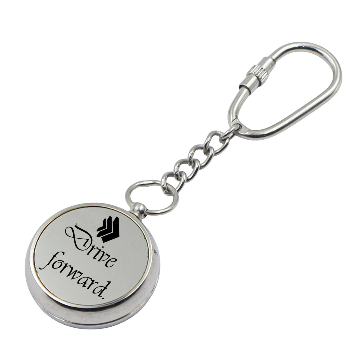Personalized Chrome Compass Keyring