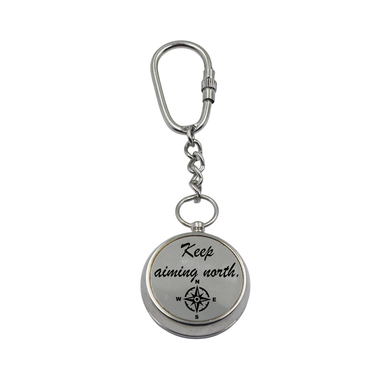 Personalized Chrome Compass Keyring
