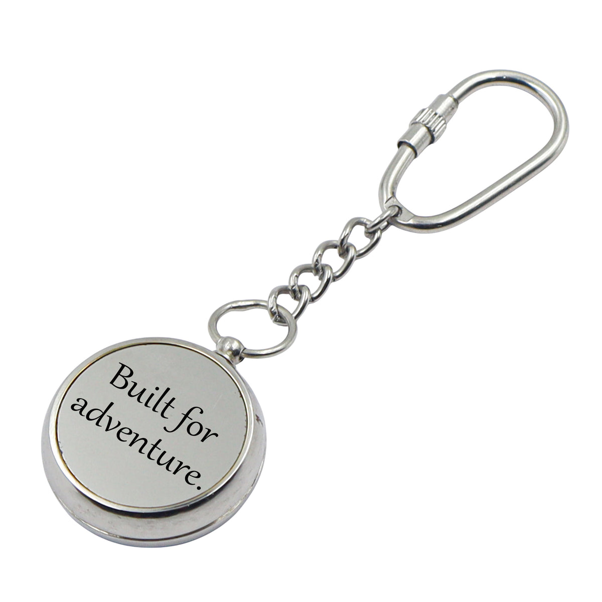 Personalized Chrome Compass Keyring