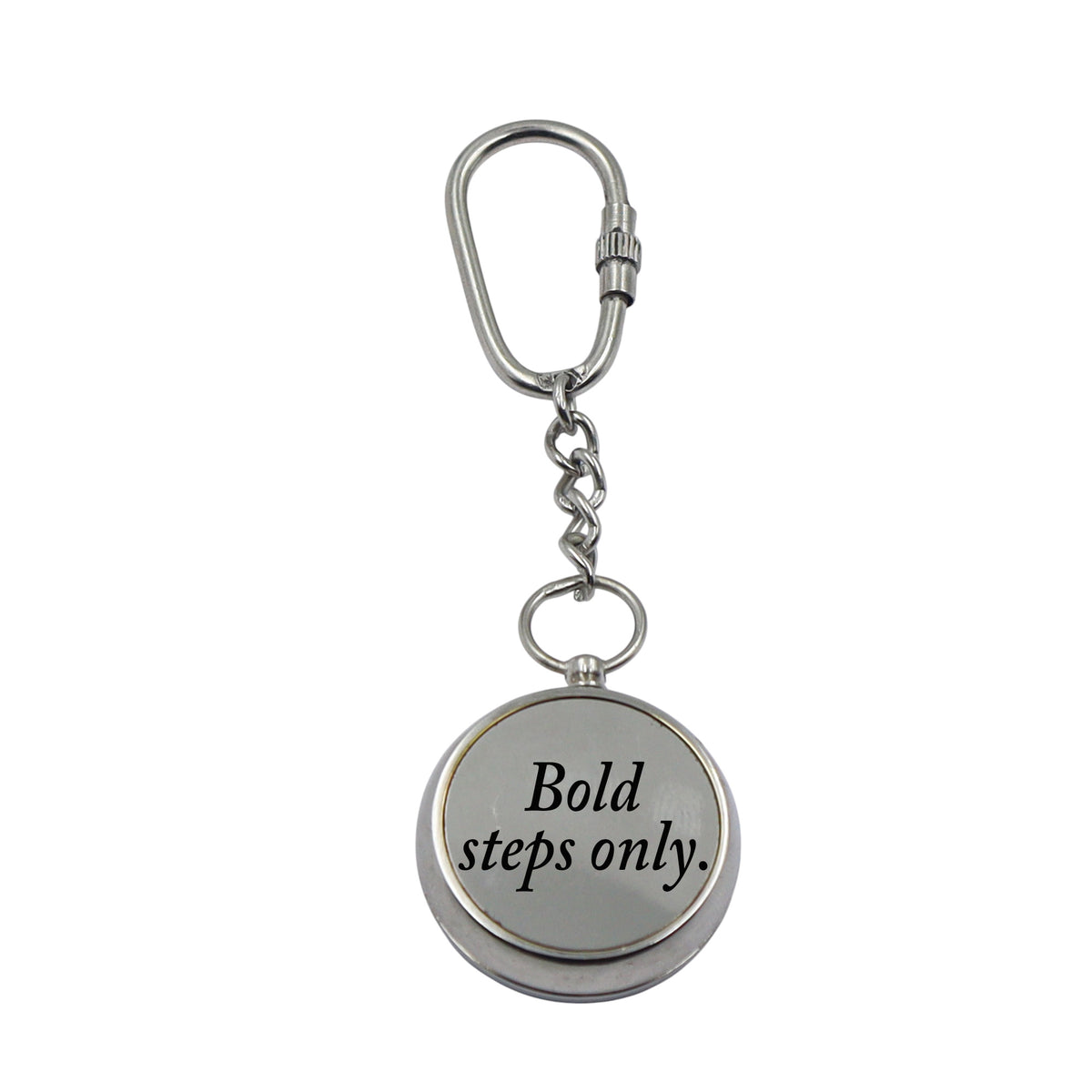 Personalized Chrome Compass Keyring