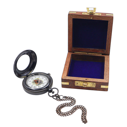 Personalised Black Skeleton Pocket Watch
