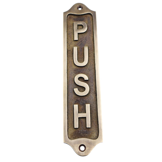 Push Solid Brass Plaque