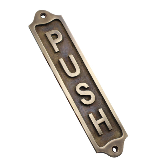 Push Solid Brass Plaque