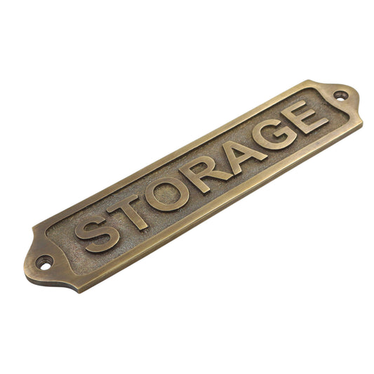 Handcrafted Brass Storage Wall Sign - Indoor & Outdoor Use