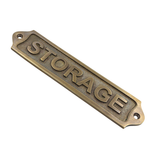 Handcrafted Brass Storage Wall Sign - Indoor & Outdoor Use