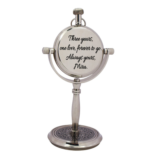 Personalised 3rd Anniversary Gift Chrome Desk Clock