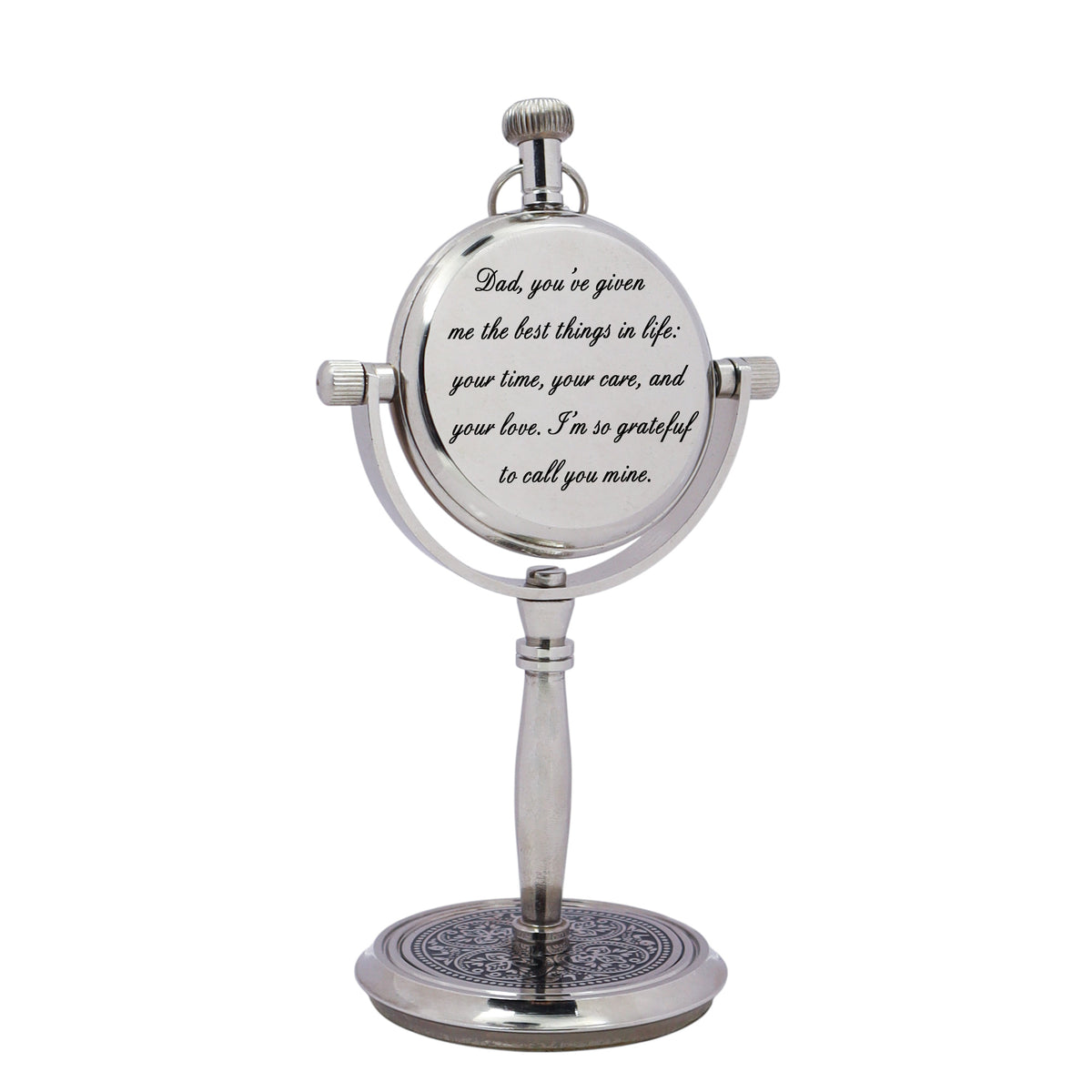 Personalised Chrome Desk Clock for Father's Day Gift