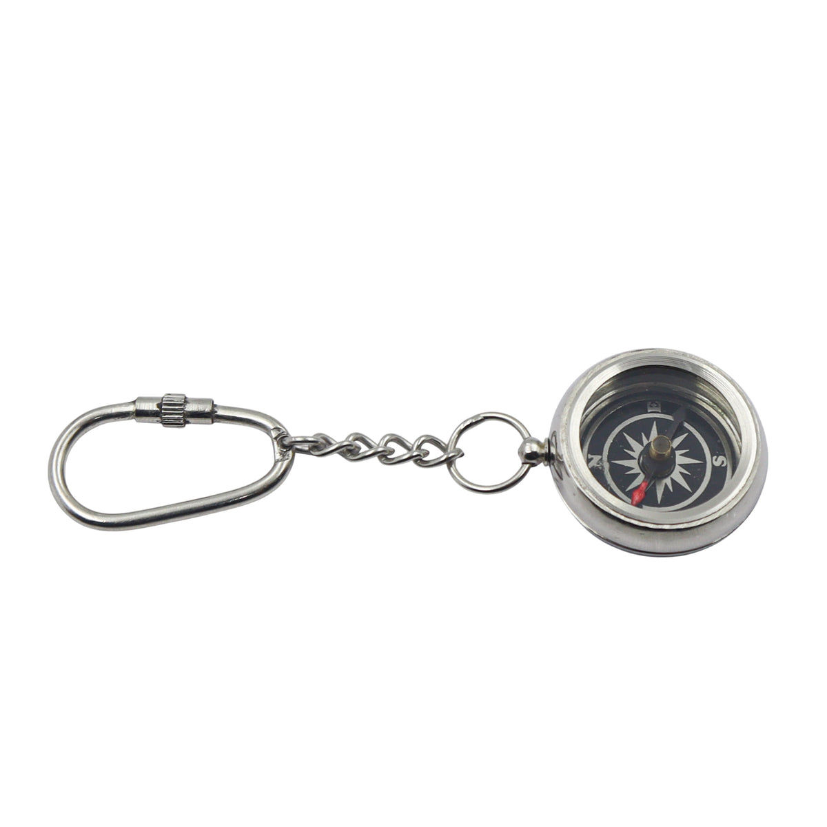Personalized Chrome Compass Keyring