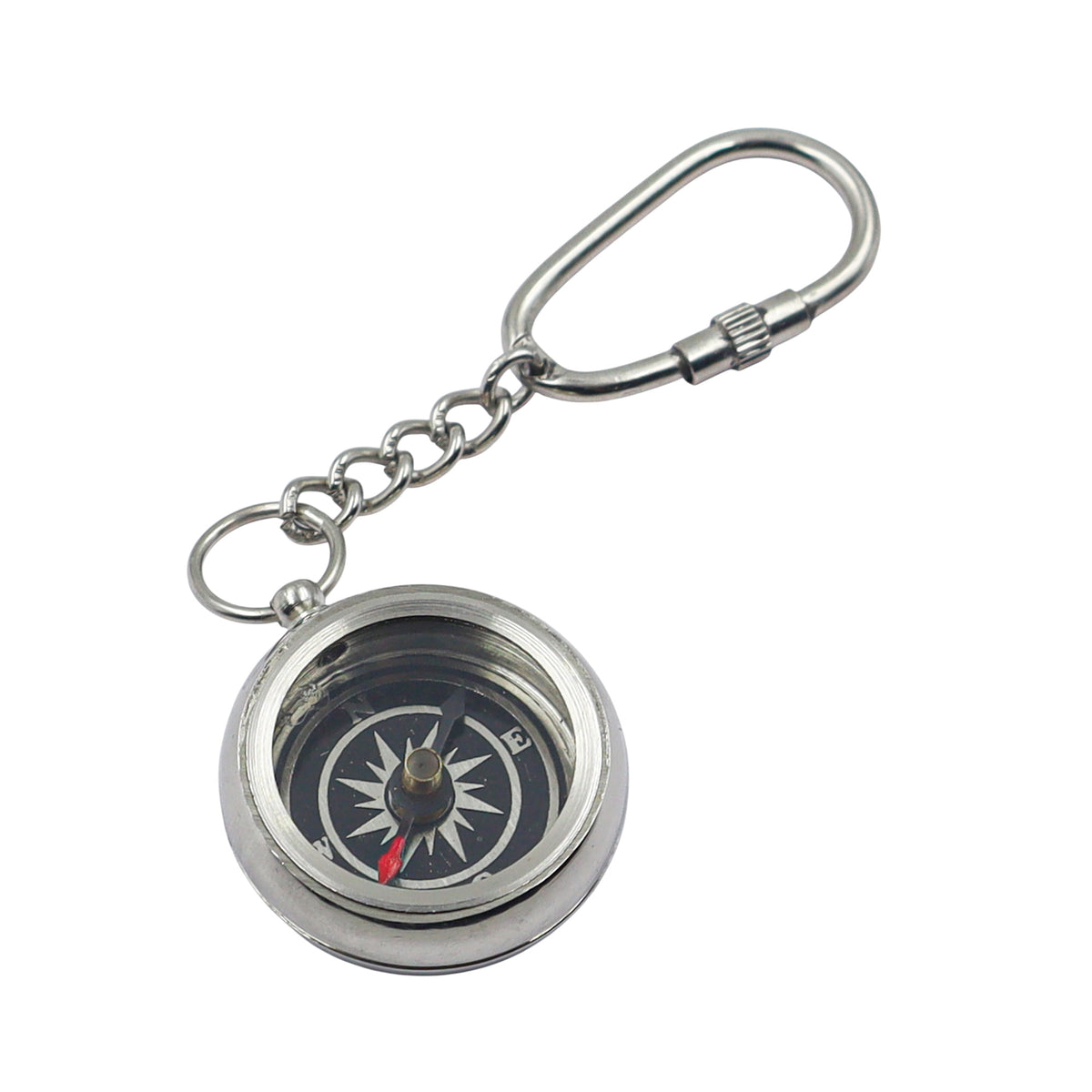 Personalized Chrome Compass Keyring