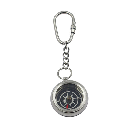Personalized Chrome Compass Keyring