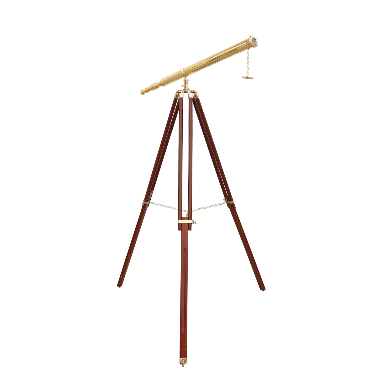 Adjustable 60-Inch Brass Floor Telescope with Wooden Tripod