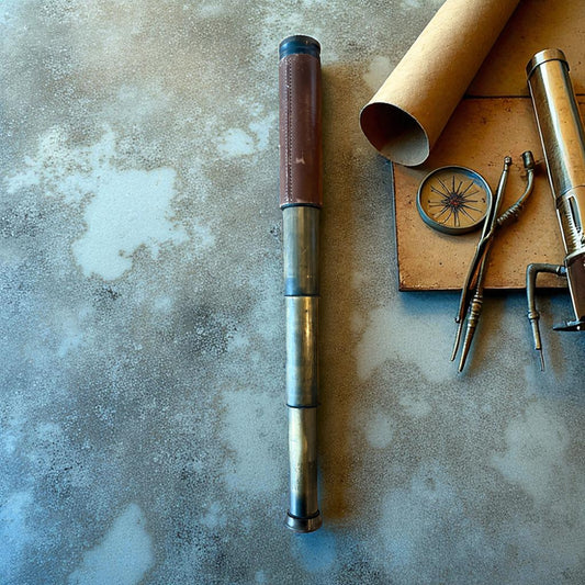 J.T. Coppock London Vintage Brass & Leather Telescope