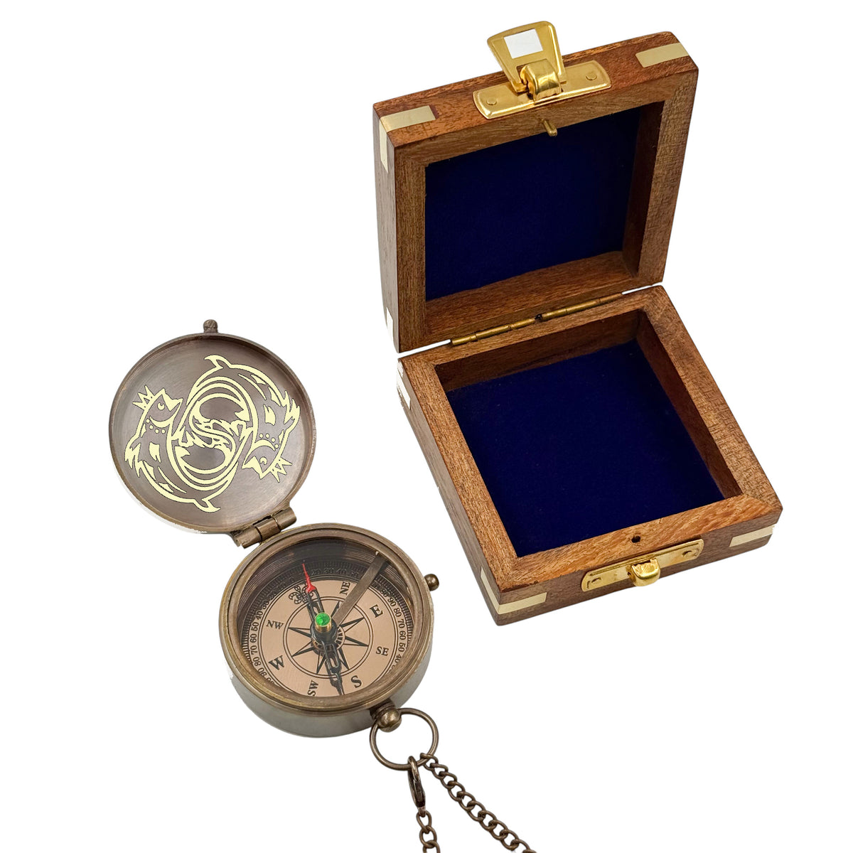 Personalised Zodiac Compass with Leather Case