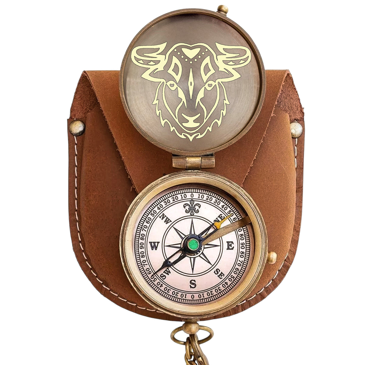 Personalised Zodiac Compass with Leather Case