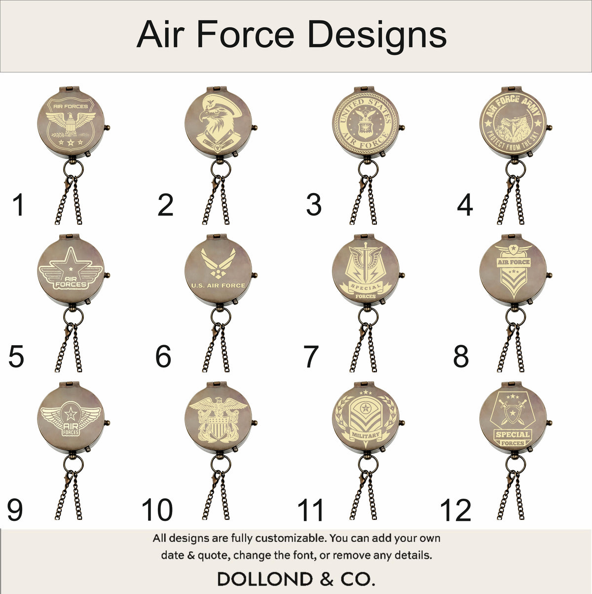 Custom USA Air Force Compass Gift