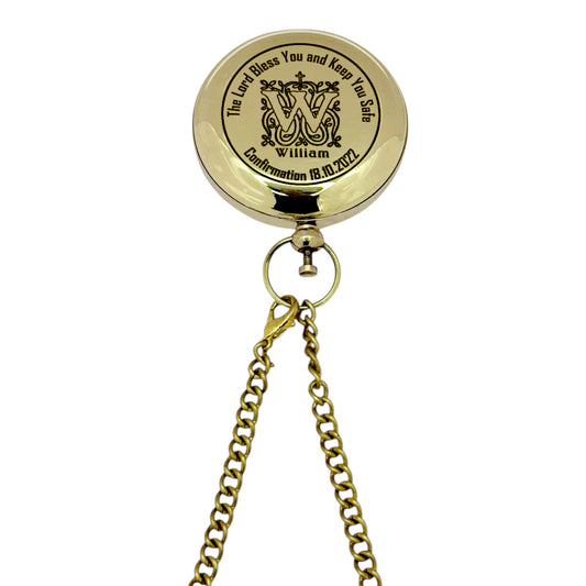 Personalised Baptism Push Button Compass