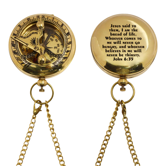 Personalised 2-Inch Brass Sundial Compass for First Communion Gift