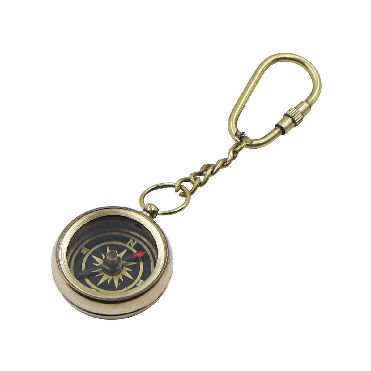 Personalized Brass Compass Keyring