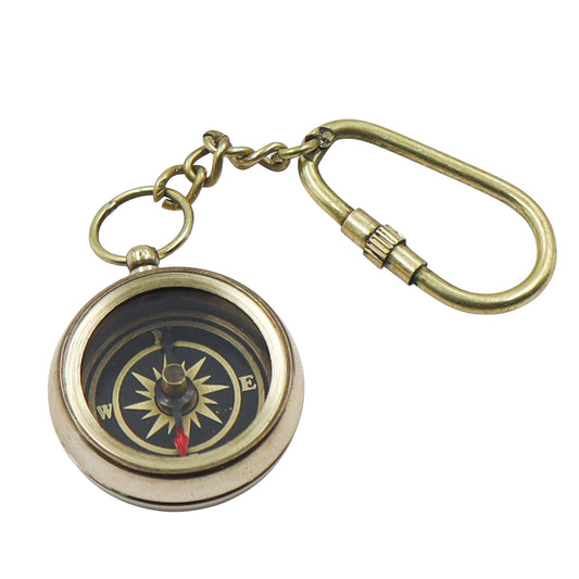 Personalized Brass Compass Keyring