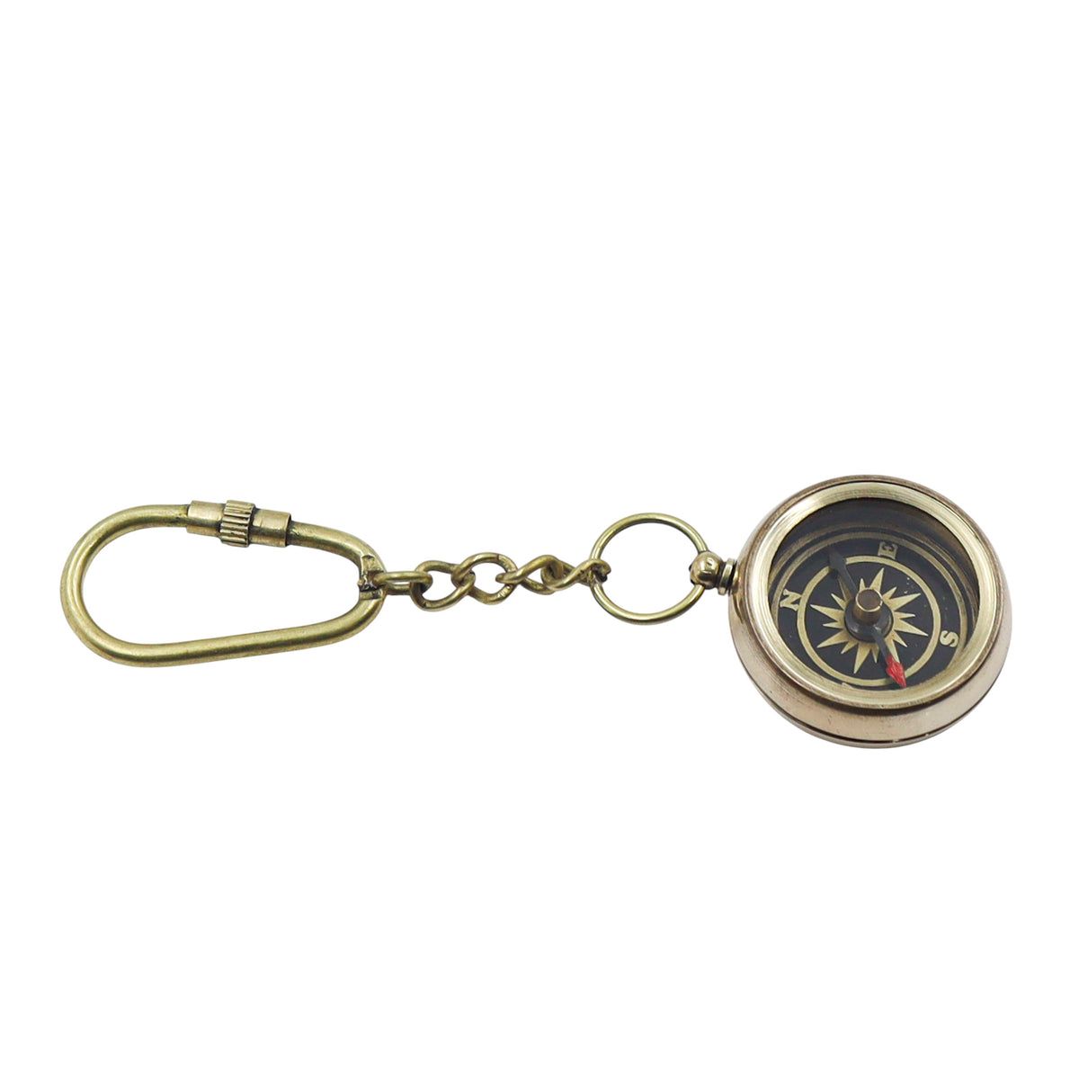 Personalized Brass Compass Keyring