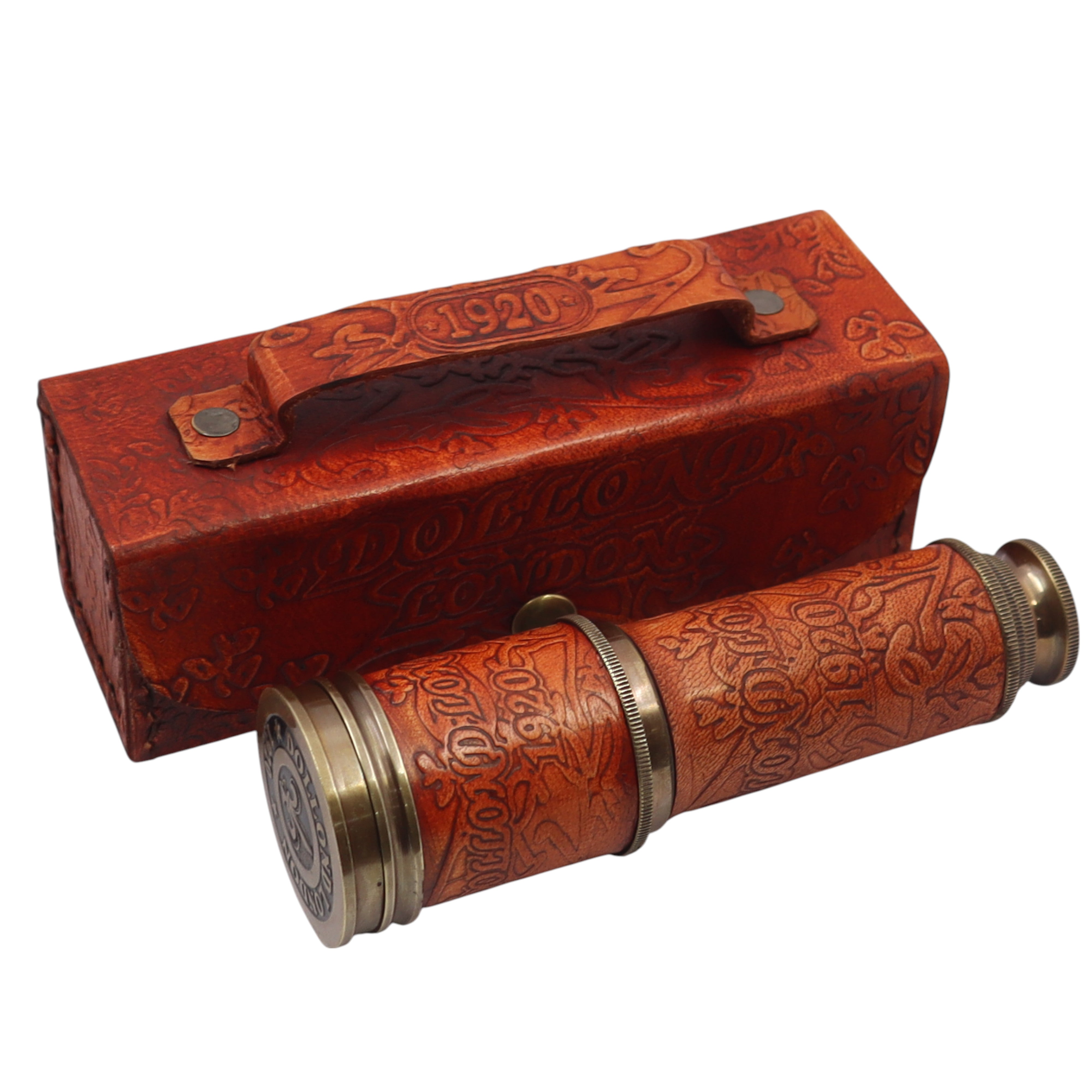 Brass Marine Dollond London Telescope with Leather Case