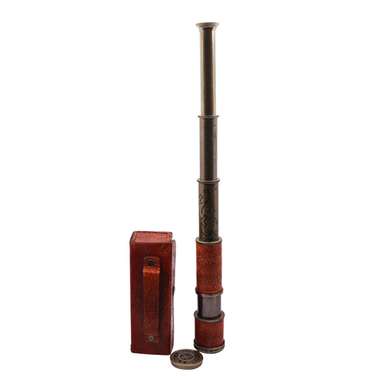 Brass Marine Dollond London Telescope with Leather Case