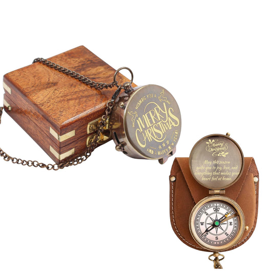 Personalised Christmas Flat Compass Gift