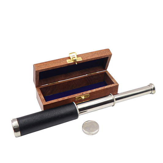 12-Inch Chrome Telescope with Wooden Box