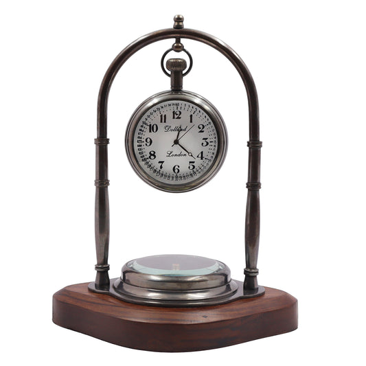 Personalised 8th Bronze Anniversary Desk Clock with Compass