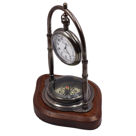 Engraved Desk Clock with Compass Father's Day Gift