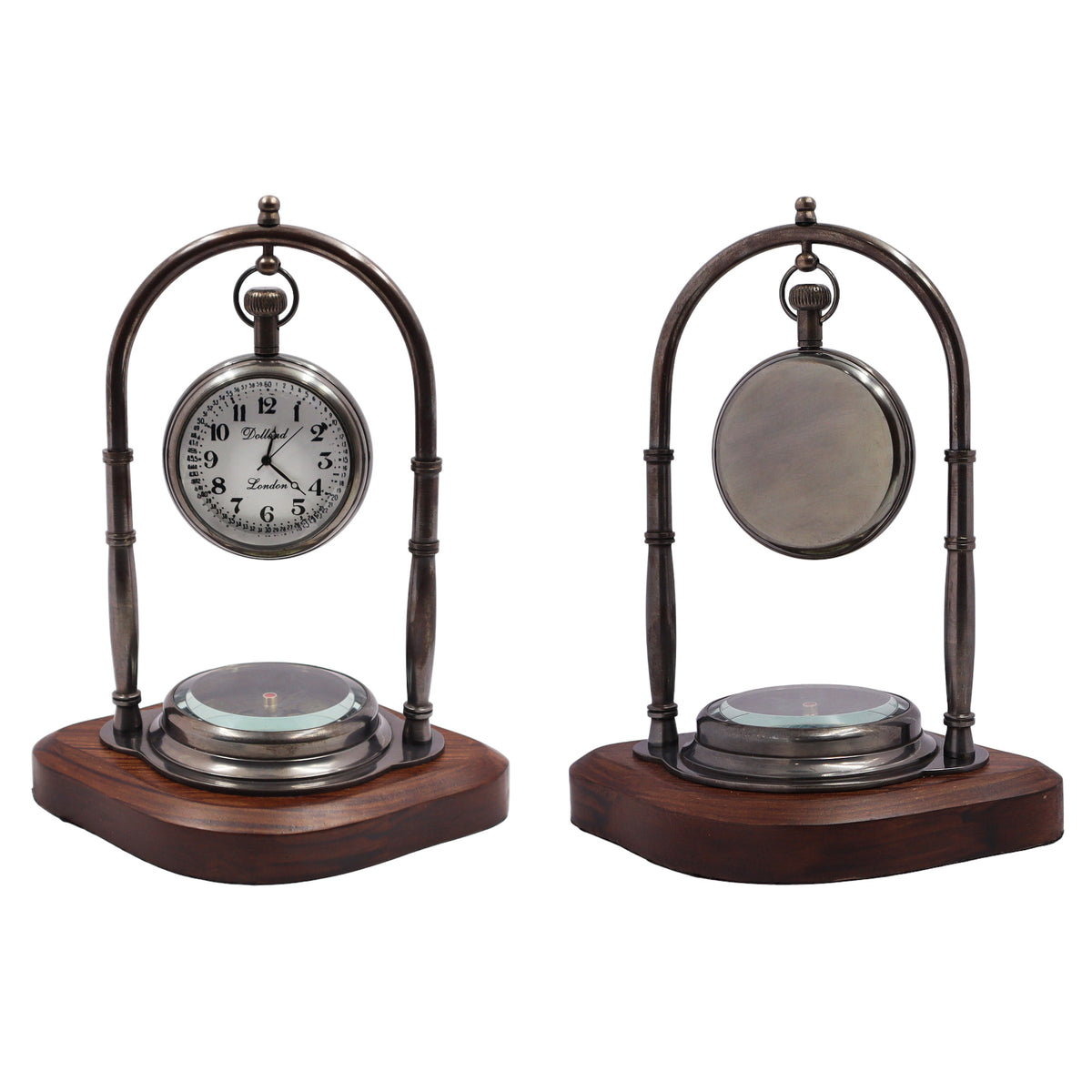 Engraved Desk Clock with Compass Father's Day Gift